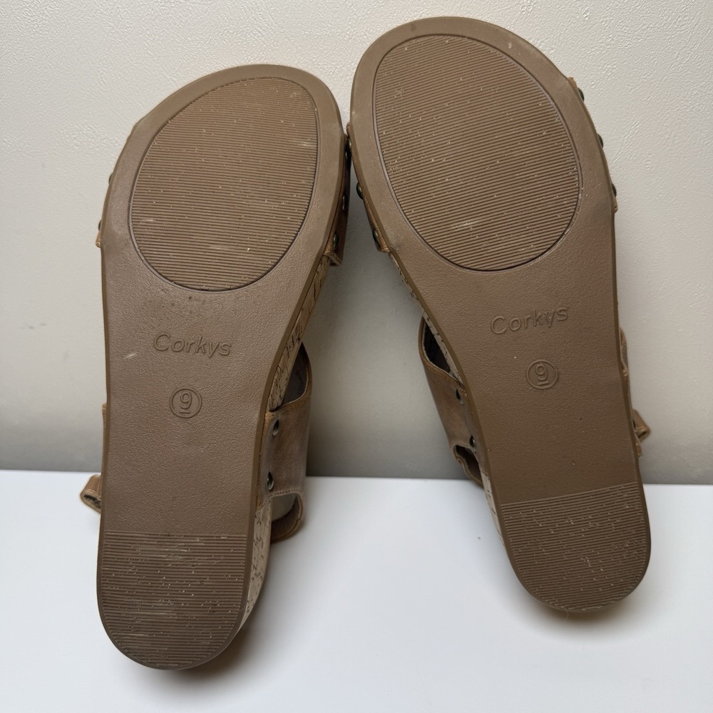Boutique by Corky's Gold Strap Platform Wedge Heels Women's Slingback Shoes Sz 9 - Picture 9 of 11